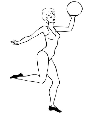 Rhythmic Gymnast Perfoming With A Ball Coloring Page